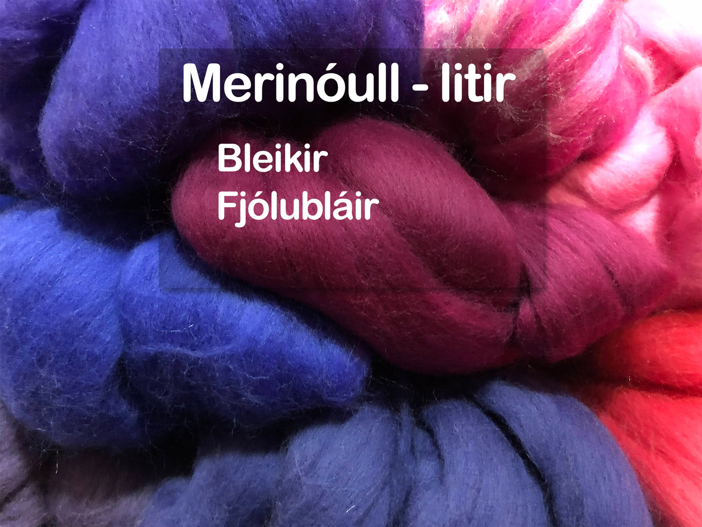 Merinóull - bleikir og fjólubláir litir