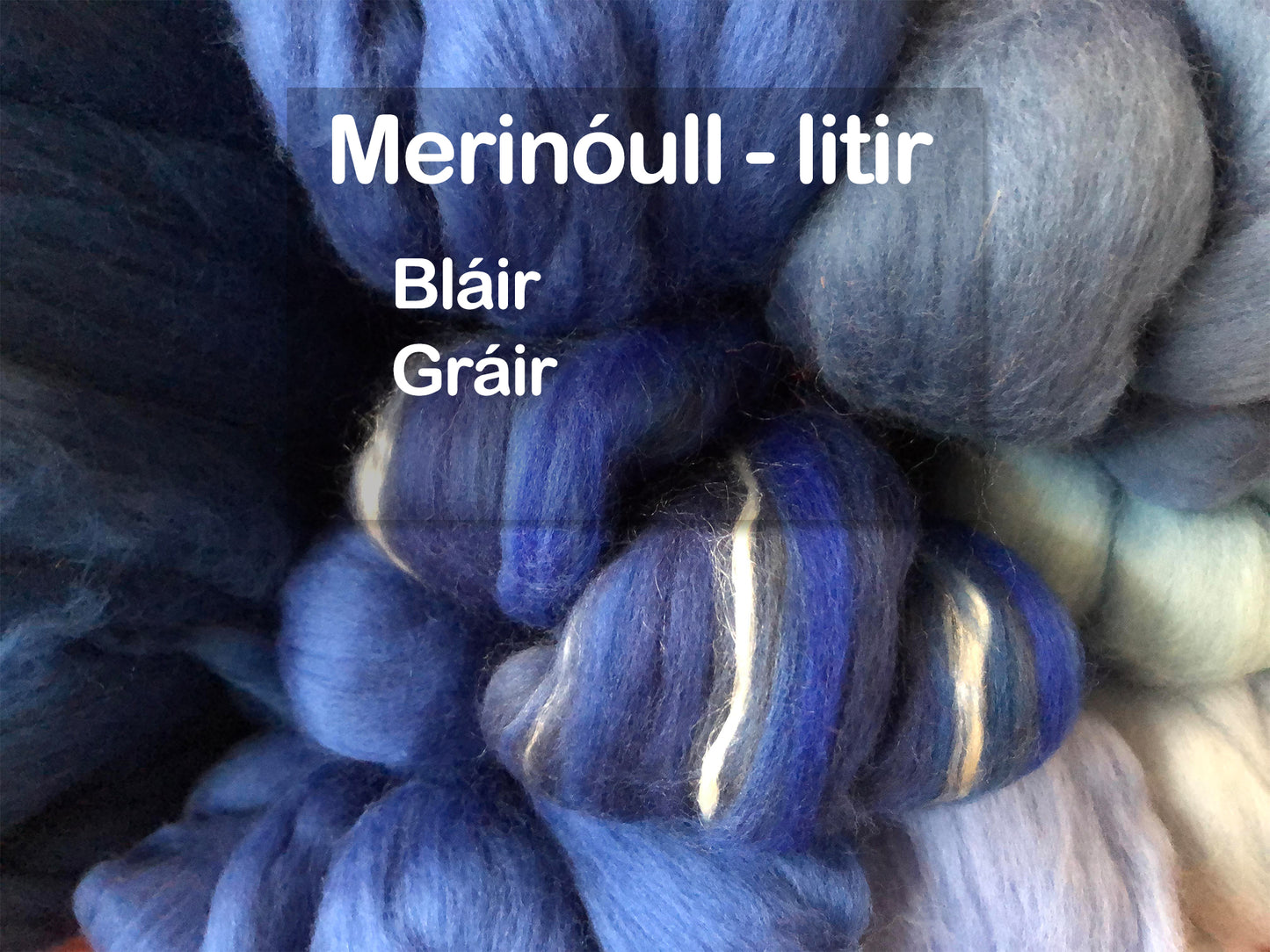 Merinóull - bláir og gráir litir